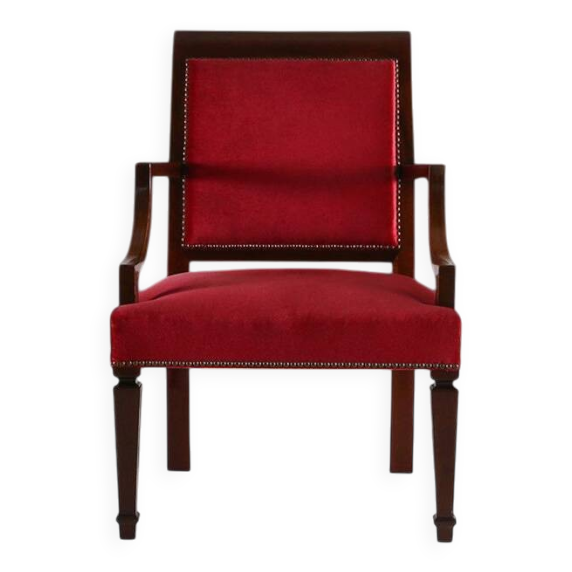 Empire‑Style Armchairs in Wood and Red Velvet, Belgium ca. 195