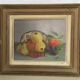 Oil on panel: still life with fruit