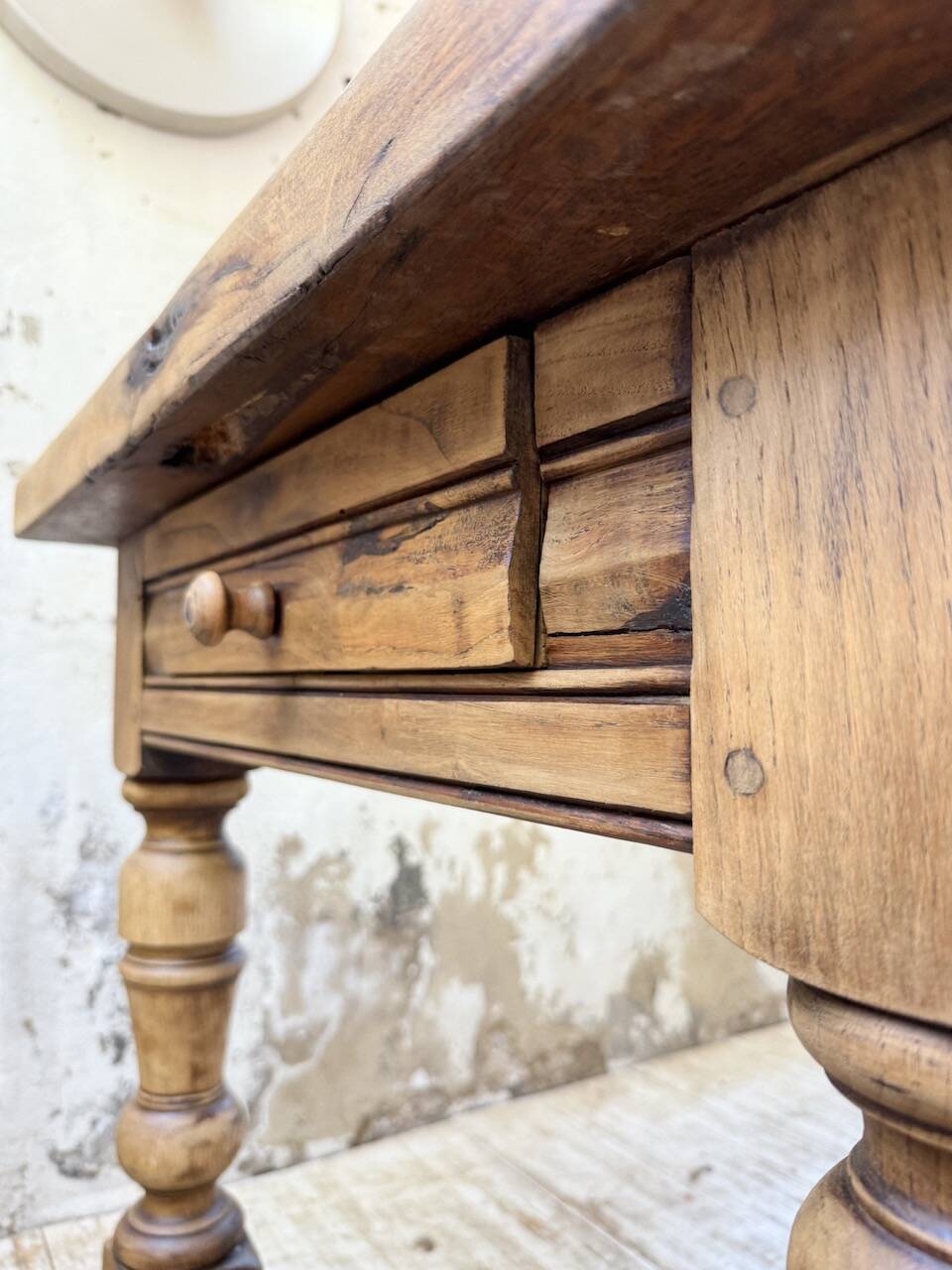 Solid oak drapery farmhouse table 2m5 XL