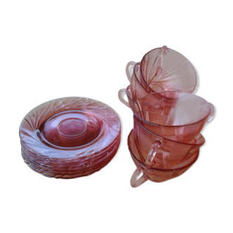 Six Rosaline Arcoroc cups