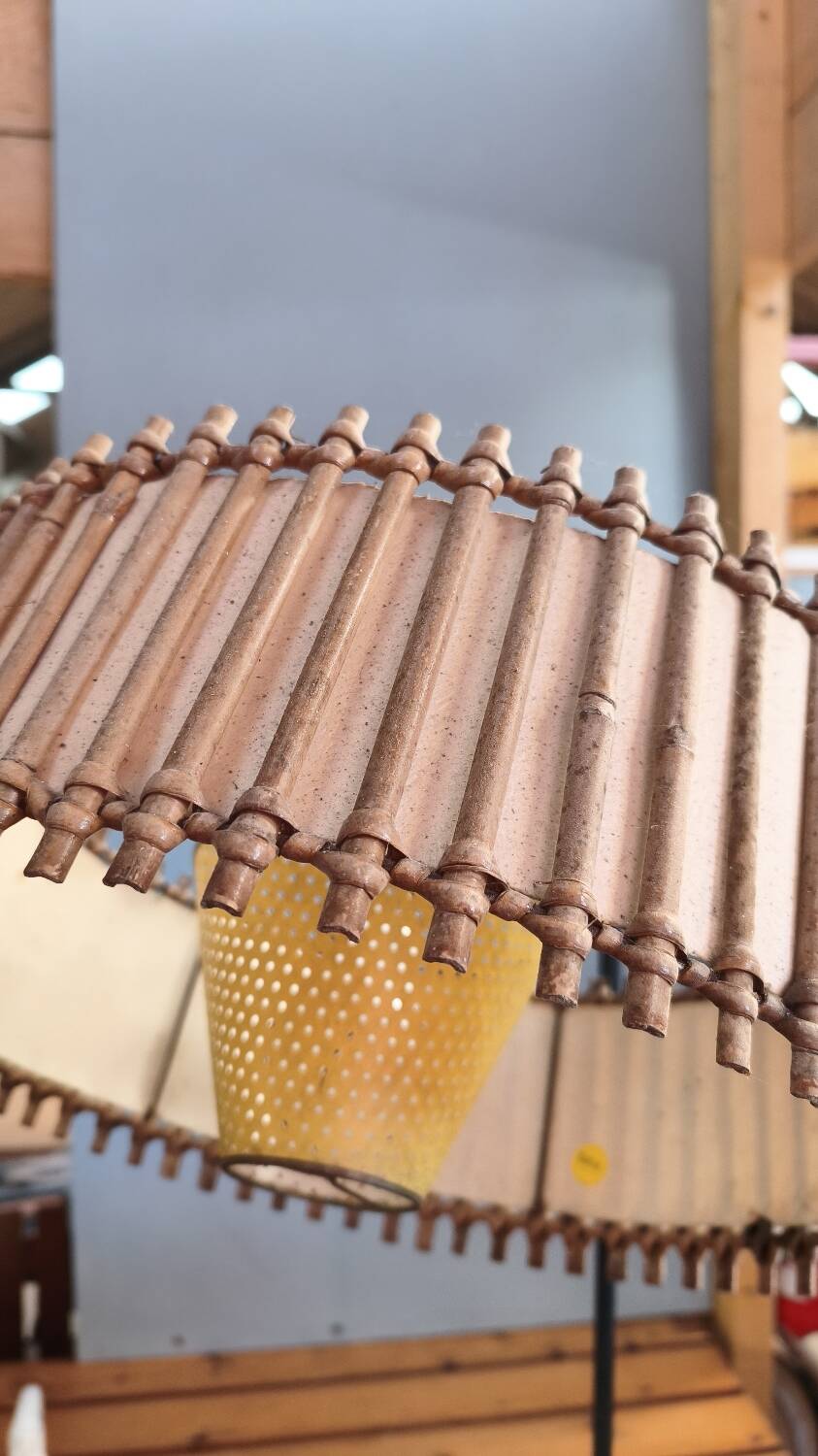 Lampadaire vintage - rotin et bambou - années 1950