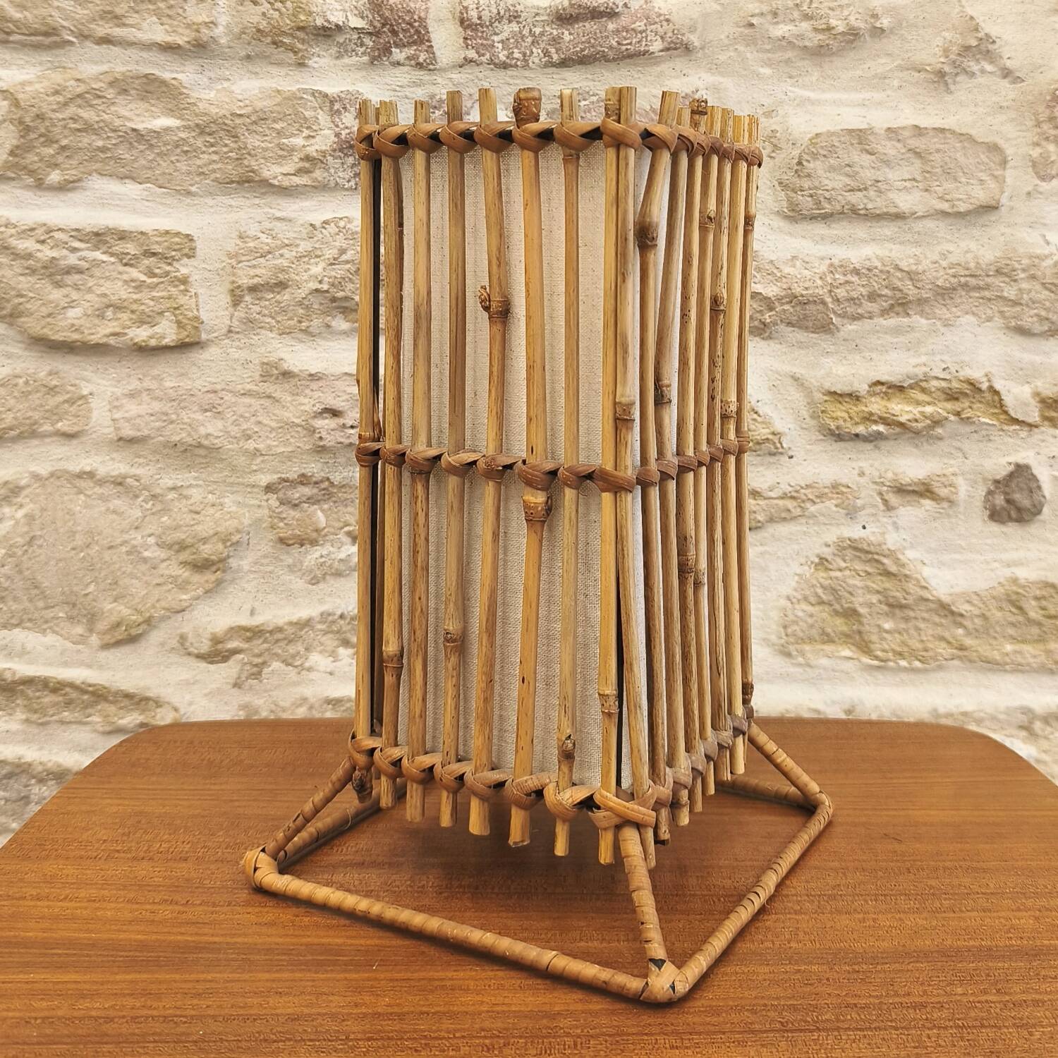 Modernist design table lamp, bamboo and metal