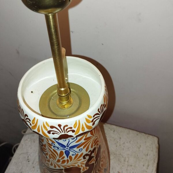 Pied de lampe céramique art deco phoenix chauve souris