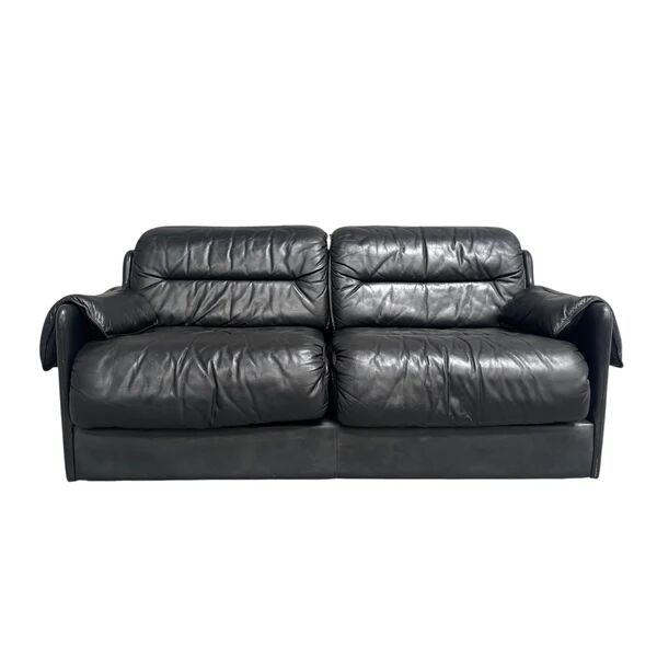 Black leather 2 seat sofa by Dreipunkt, 1970s