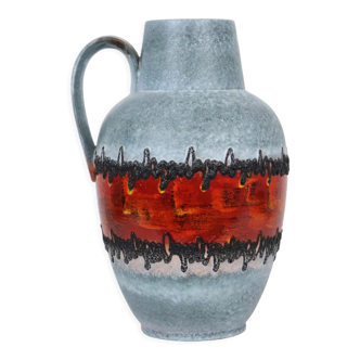 Vase de lave grasse gris orange Allemagne de l'Ouest Carstens 1515-39