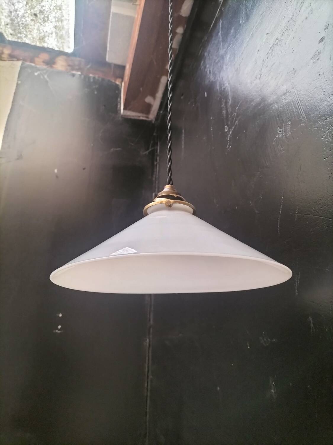 Opaline cone pendant light