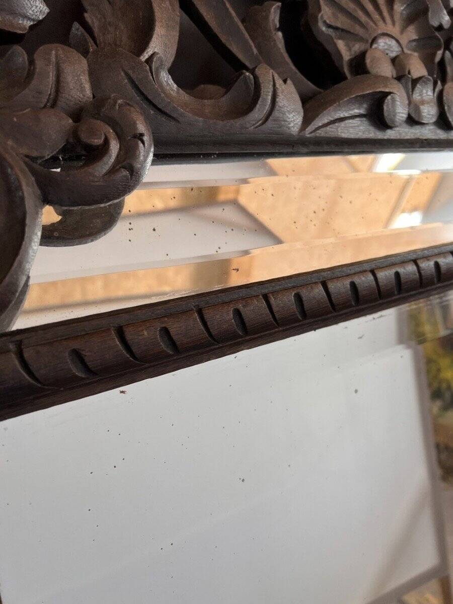 Large carved wooden mirror, baroque style, 19th century