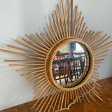 Very beautiful vintage rattan sun mirror