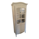Antique glass-fronted cabinet in pearl grey – country house spirit