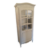 Armoire vitrée ancienne patinée gris perle – esprit maison de campagne
