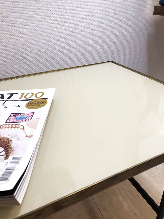 Modernist glass and brass coffee table, 1960