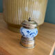 Antique porcelain pepper mill with floral design and gold-plated metal / brass –