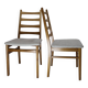 Pair of vintage teak chairs with white corduroy top, 1960s Sweden