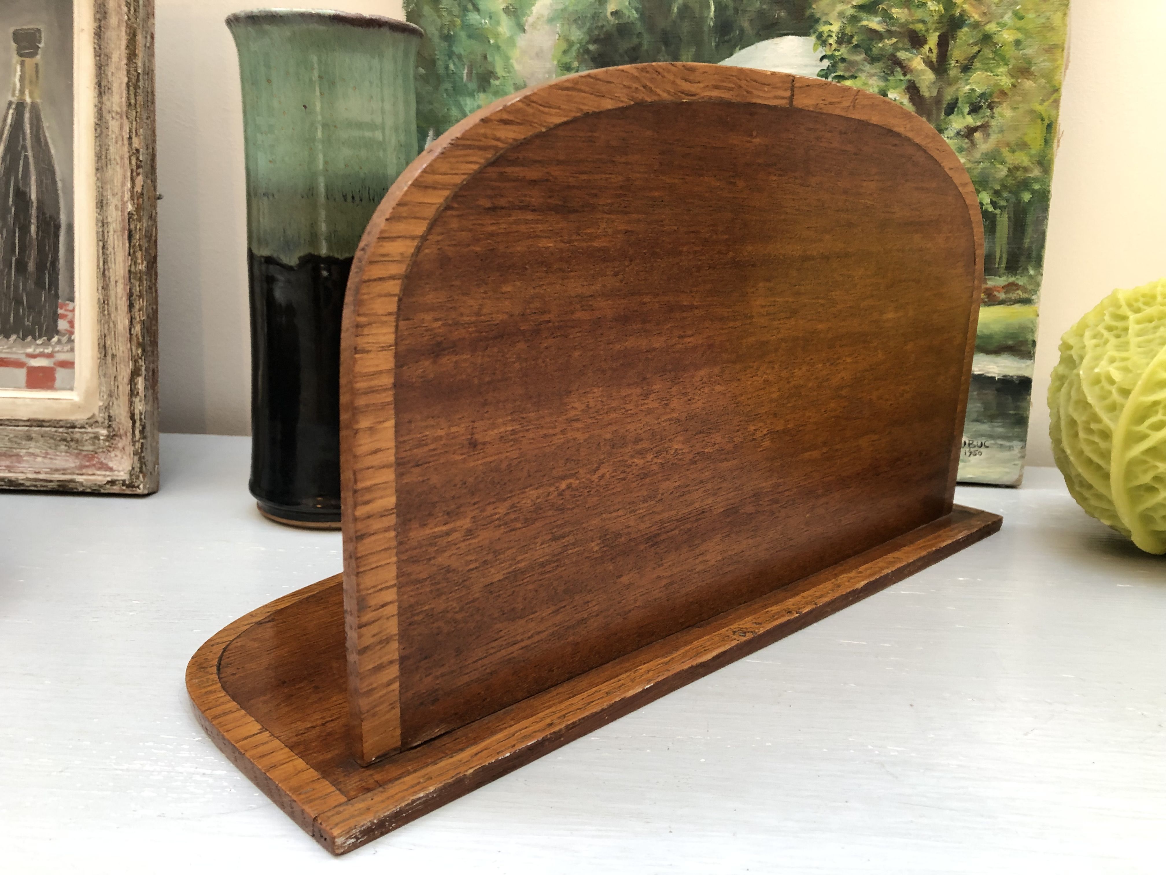 Former sorter of art deco desk in two-tone oak and mahogany wood