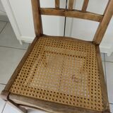 Antique solid wood chair with caning, country house style.