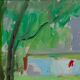 Paysage expressionniste suédois, huile sur toile, années 1970, encadré Inge Blomqvist (1923-2010)