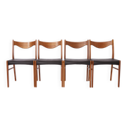 4 Arne Wahl Iversen Mid century teak dining chairs Glyngøre stolefabrik, model GS61