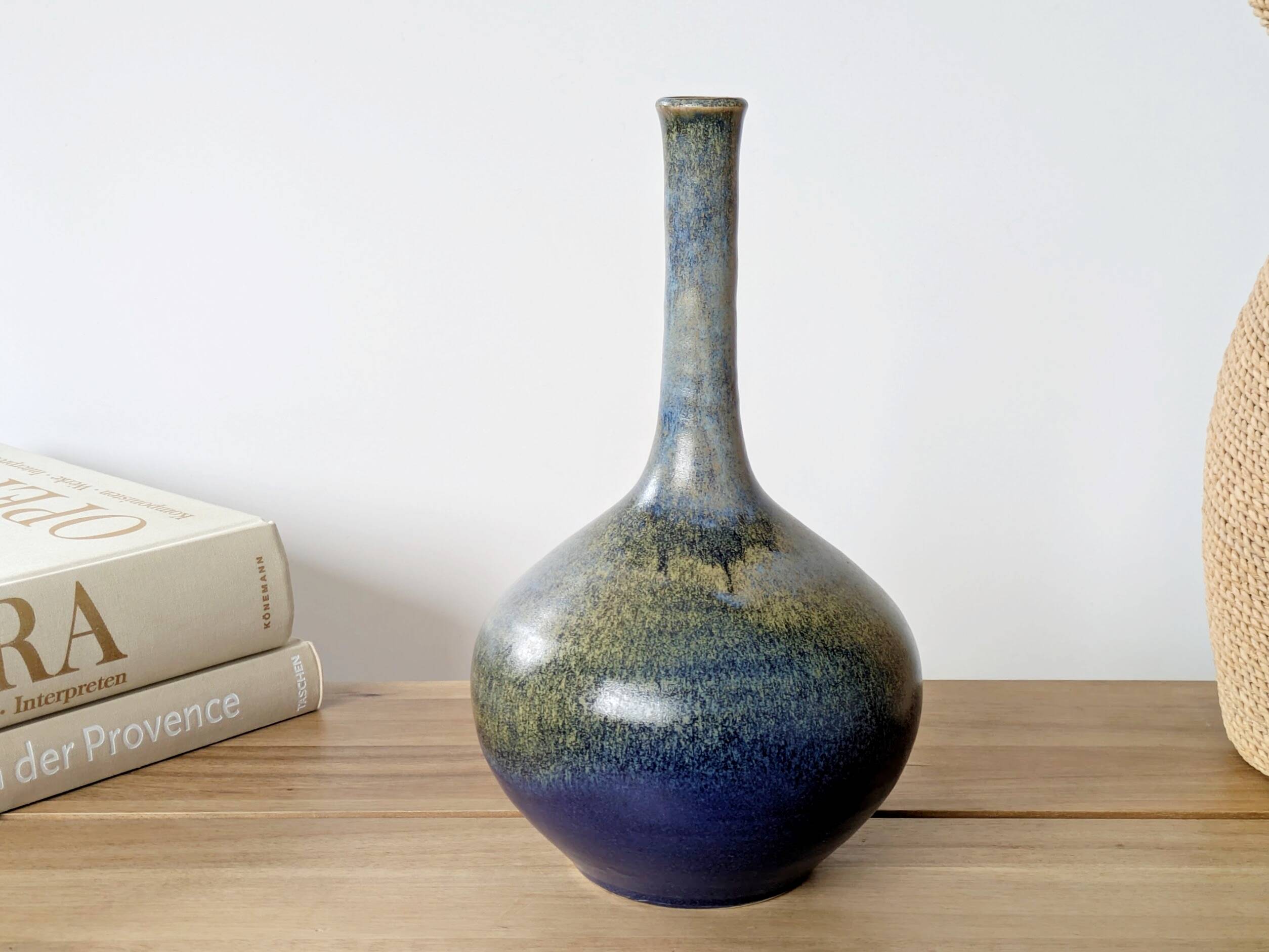 Vintage ceramic vase, balloon shape, Scandinavian style.