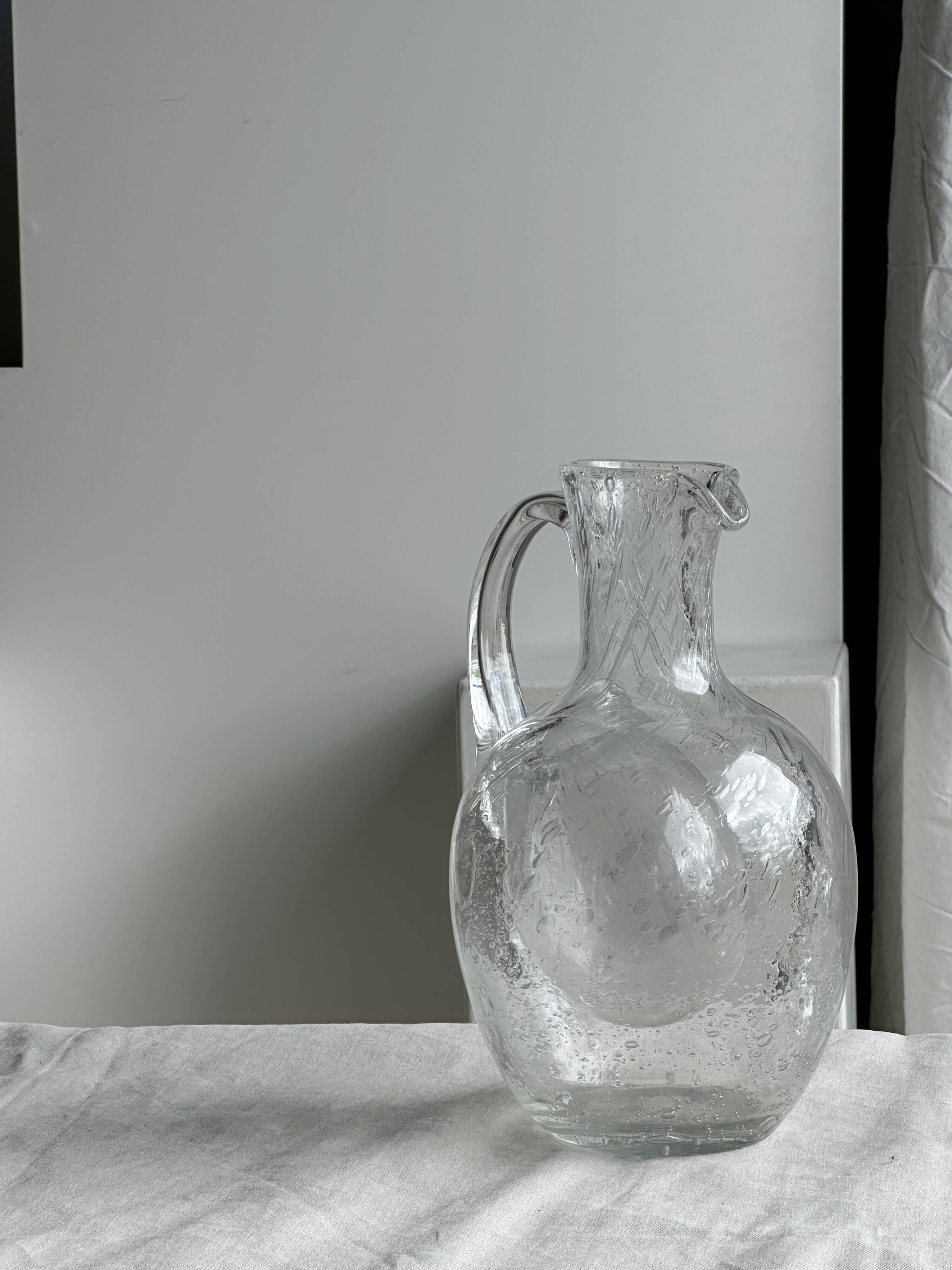 Large blown glass carafe with ice cube compartment Biot