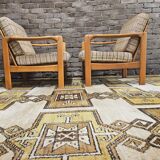 Pair of vintage scandinavian armchairs 1970 scottish fabric
