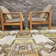 Pair of vintage scandinavian armchairs 1970 scottish fabric