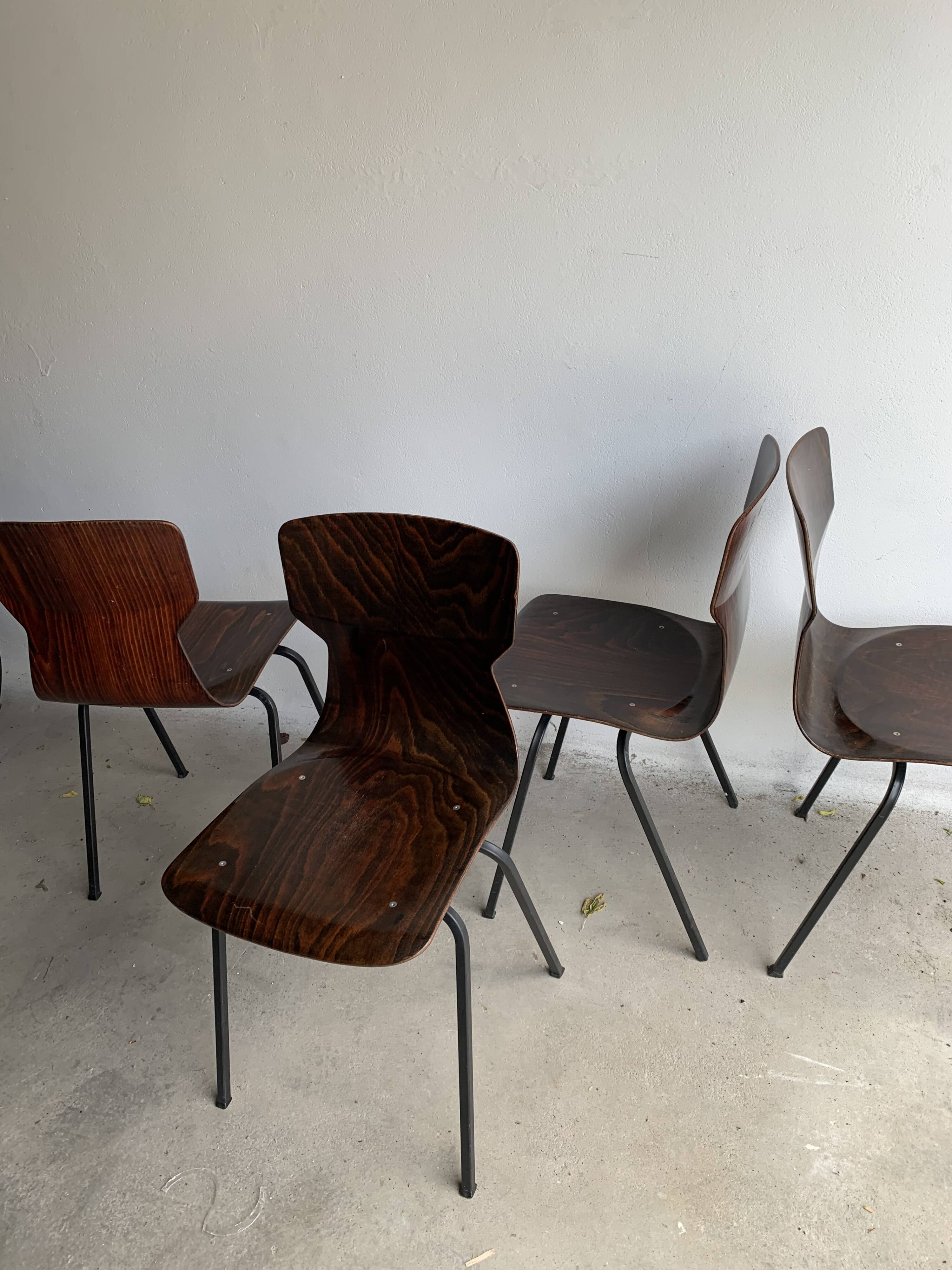 Set of 6 rosewood chairs Eromes