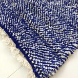 Moroccan Berber carpet Beni Ouarain ecru speckled blue majorelle 145x118cm