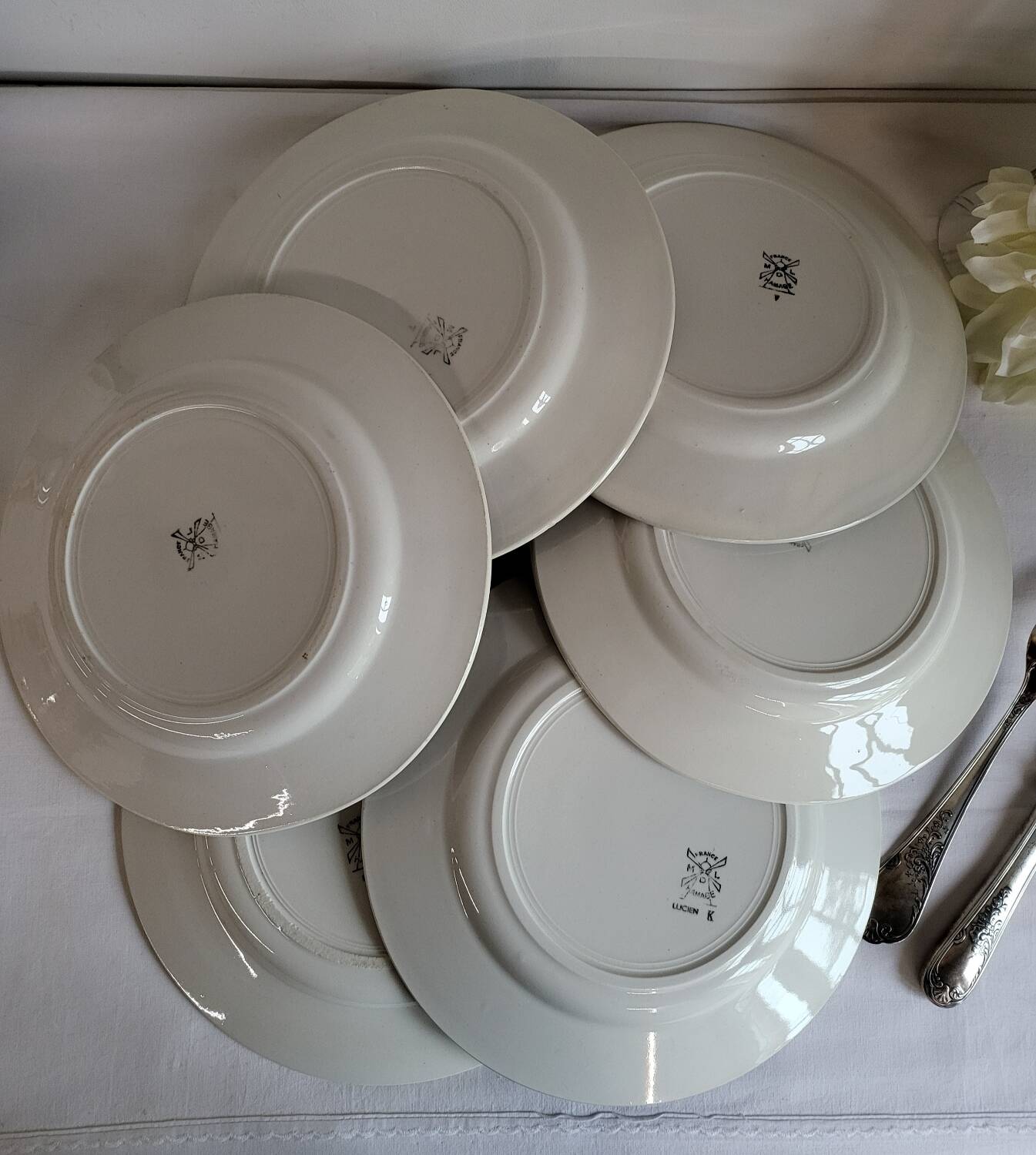 6 Flat Plates in earthenware Moulin des Loups & Hamage model Lucien