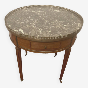 Table bouillotte de style Louis XVI en acajou et marbre XX siècle