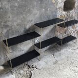 Set of modular String shelves - black and gold metal - 1960