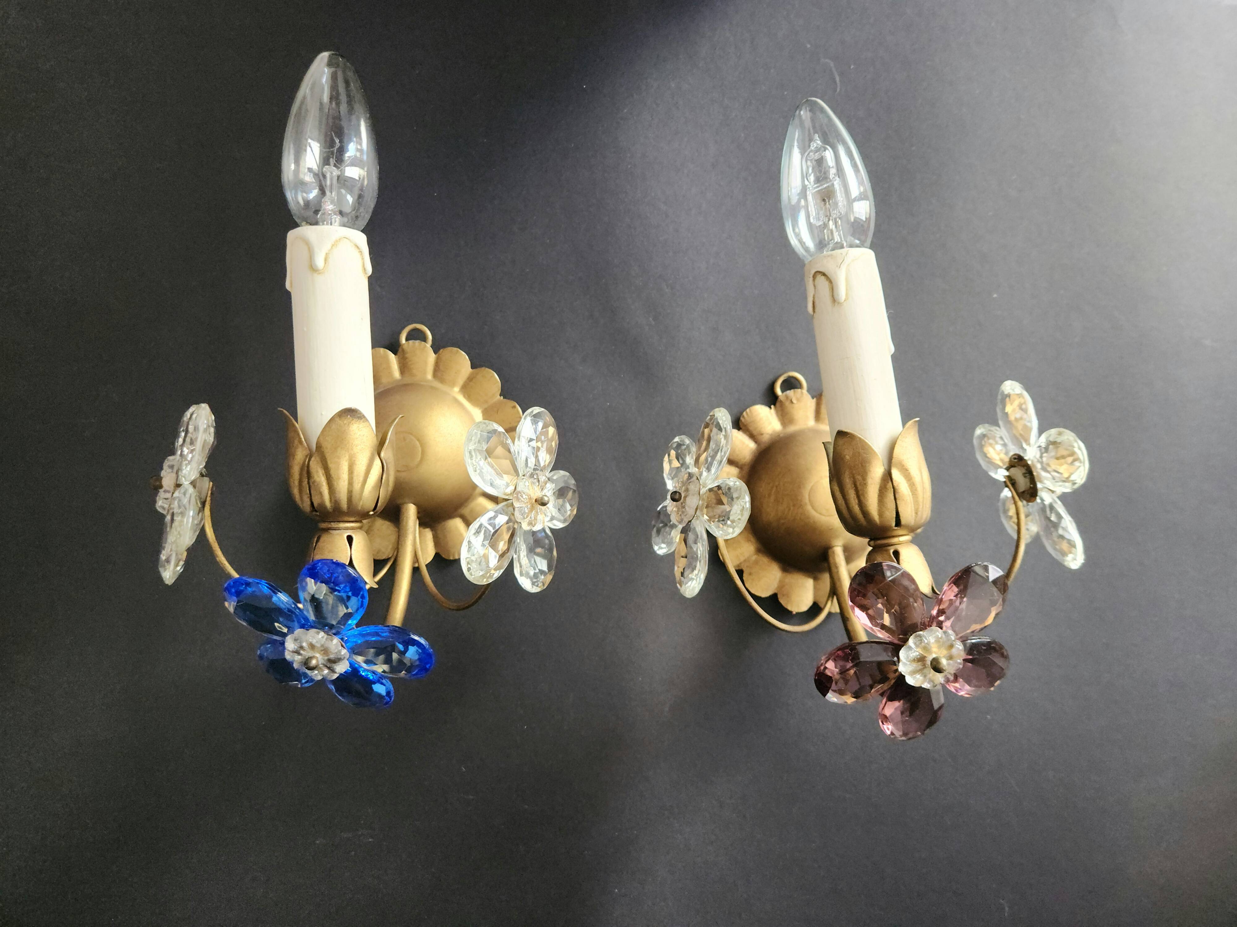 Set vergoldet Wandlampe Murano Kristall