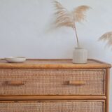 Vintage rattan chest of drawers