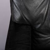 Mid-century black leather swivel chair by Lystager, 1960s