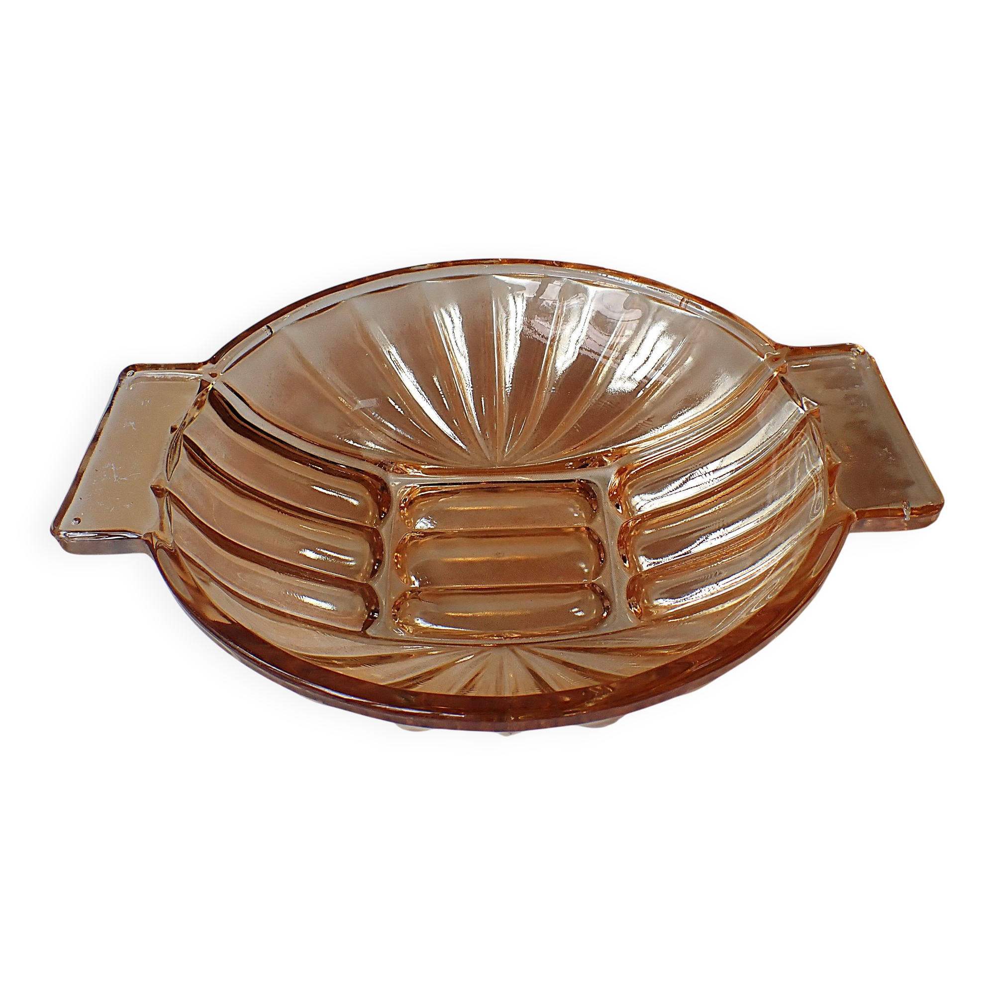 Fruit bowl - small salad bowl - iridescent pink/orange glass bowl