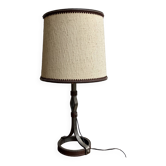 Table lamp base in iron and leather by Jean-Pierre Ryckaert - 1950s