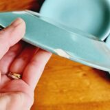 10 assiettes à desserts en céramique bleu Longchamp