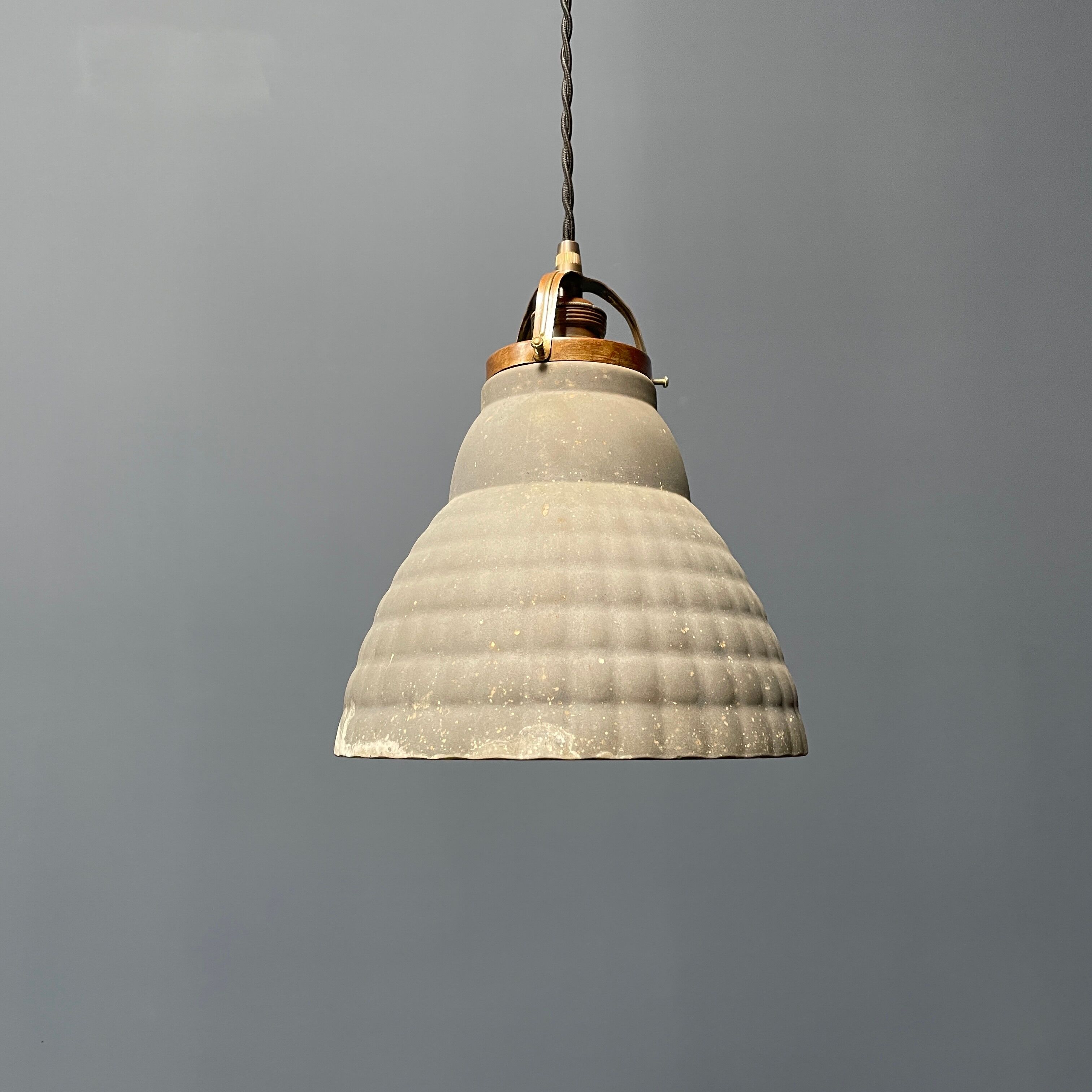 Old mercury glass hanging lamp with brass fixture