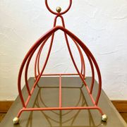 Vintage orange metal magazine rack, 1970s