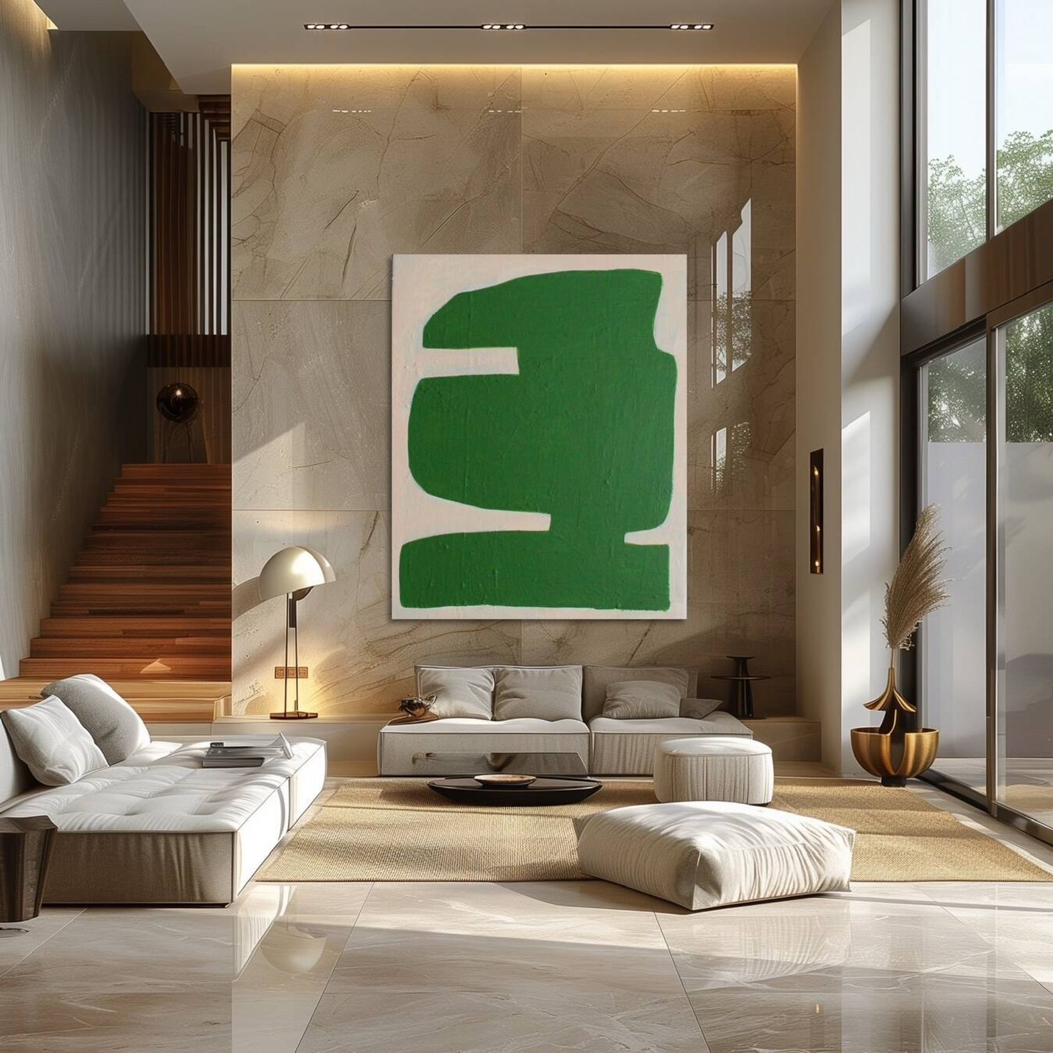 Large minimalist canvas "Verdura" 116x89cm signed Bodasca