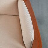 Art Nouveau design armchair with a luxurious light fabric upholstery