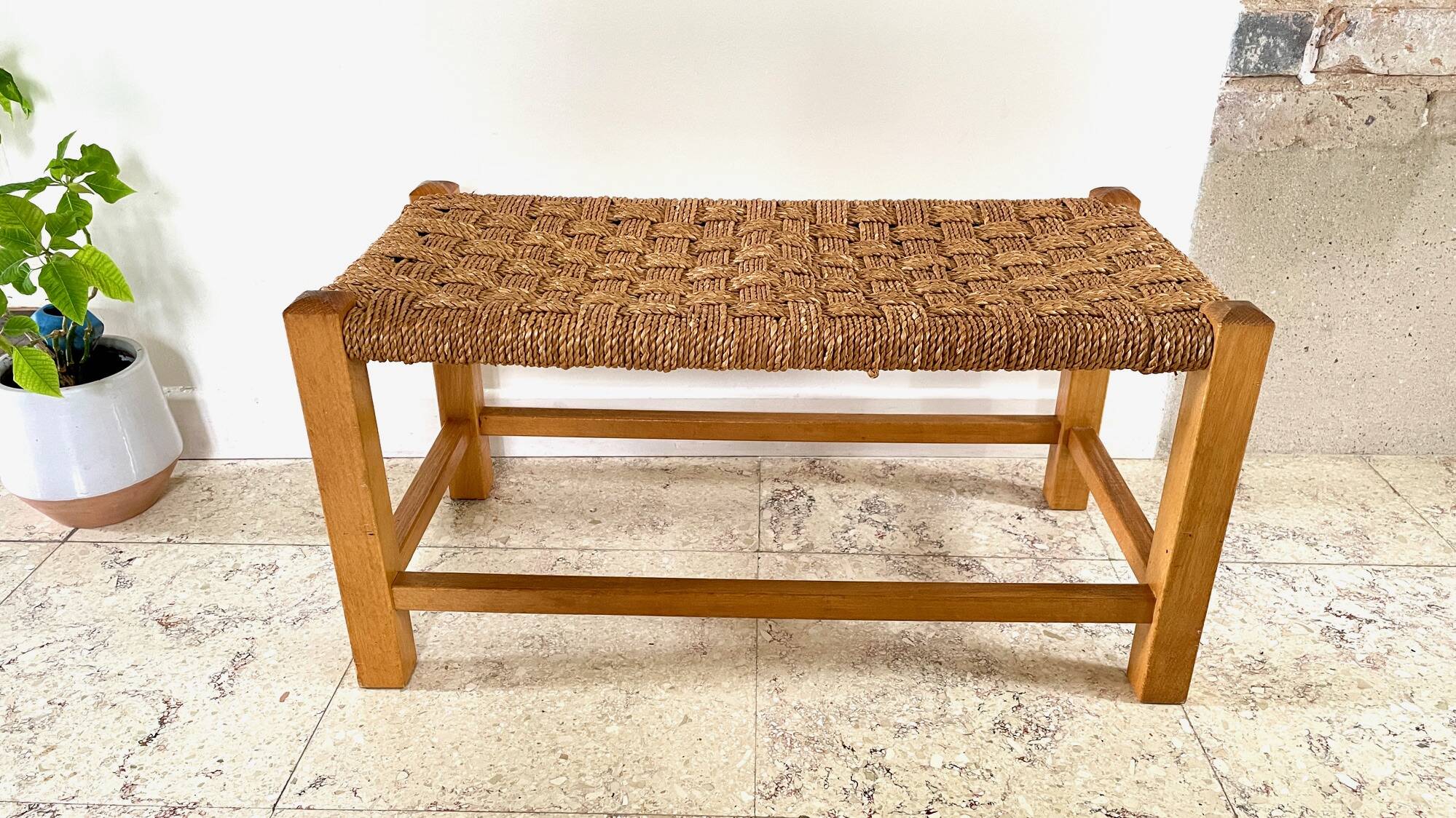 Stool bench wood and rope vintage bohemian spirit