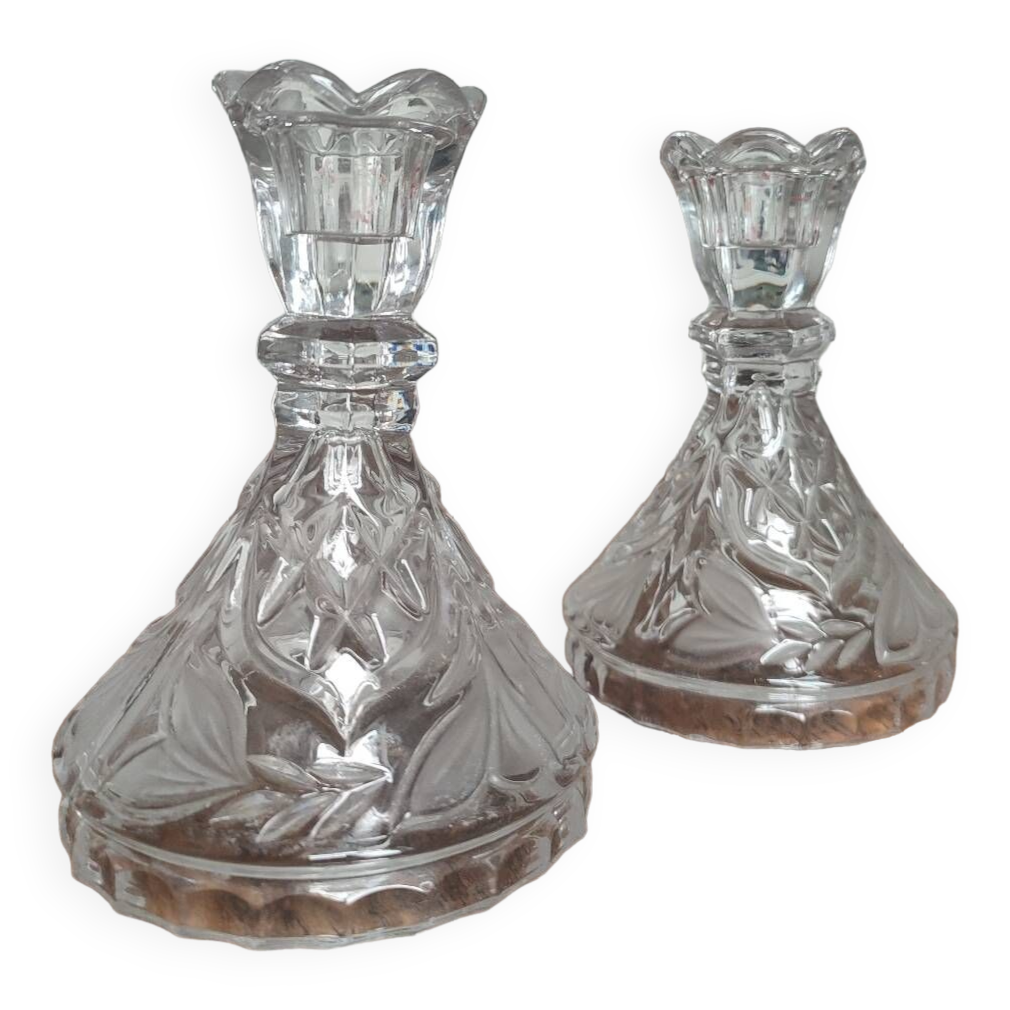 2 vintage crystal candle holders