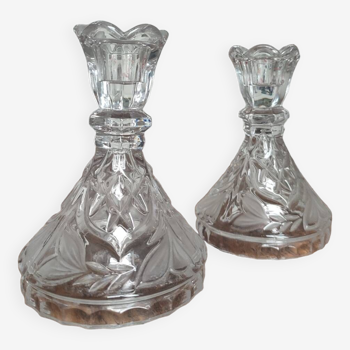 2 bougeoirs cristal vintage
