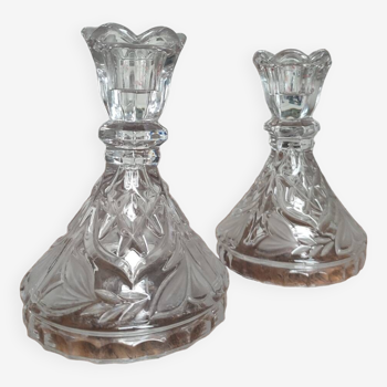 2 vintage crystal candle holders