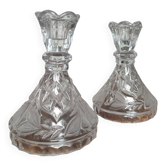 2 vintage crystal candle holders