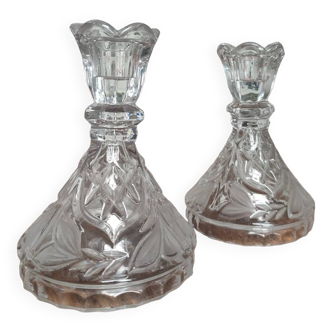 2 vintage crystal candle holders