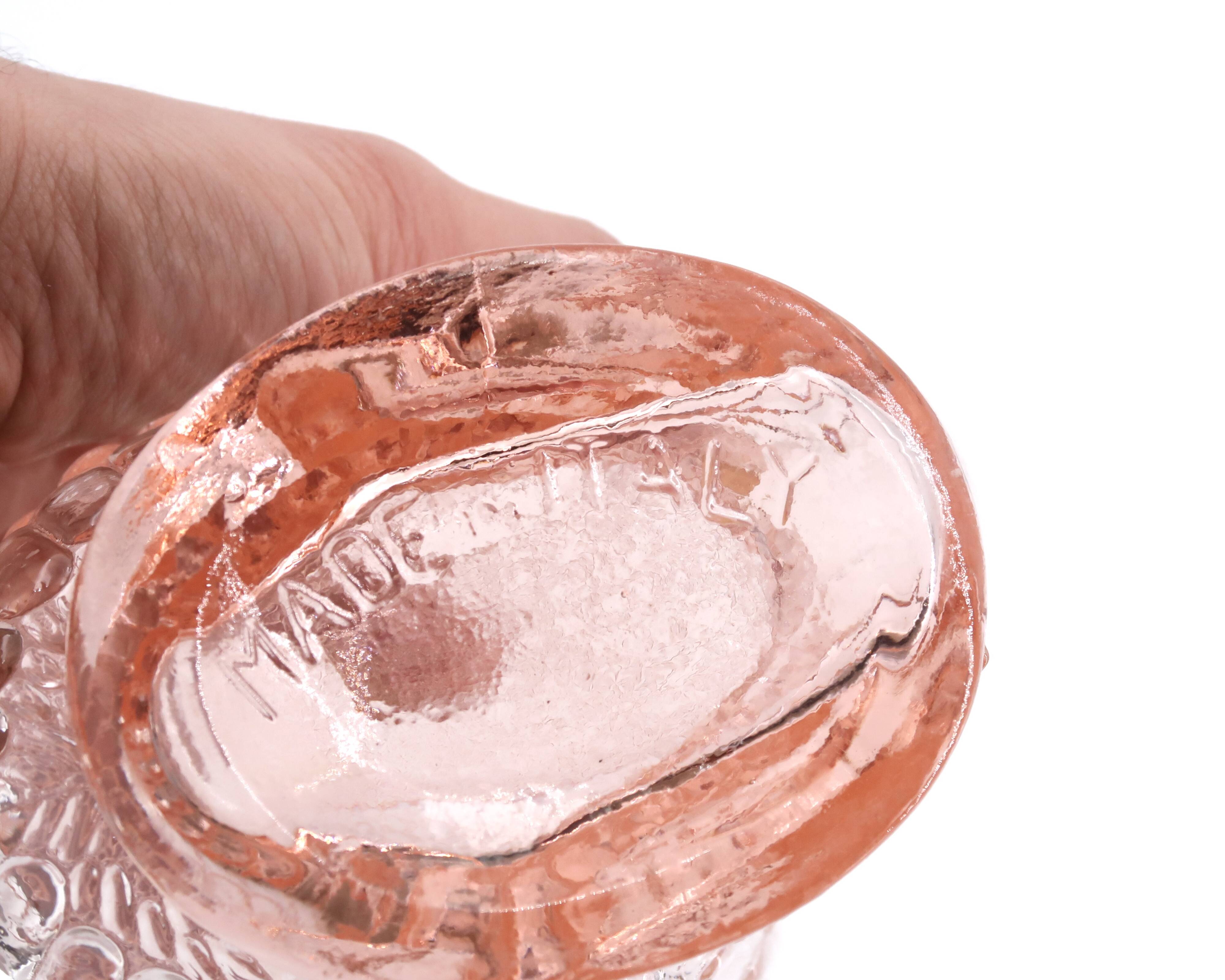 Empoli pink glass duck bottle, 1960s