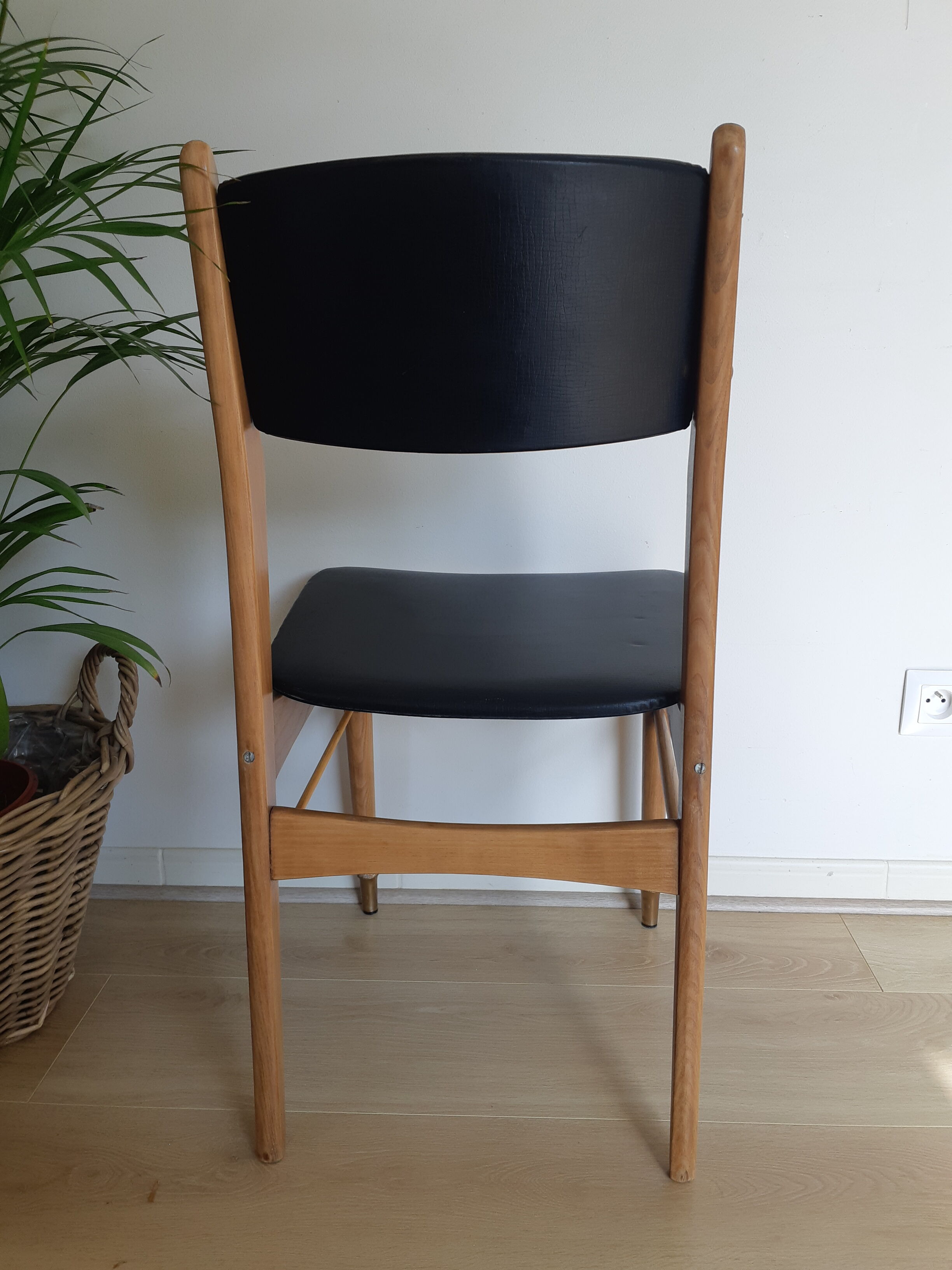Scandinavian teak chair, brass legs, 50s