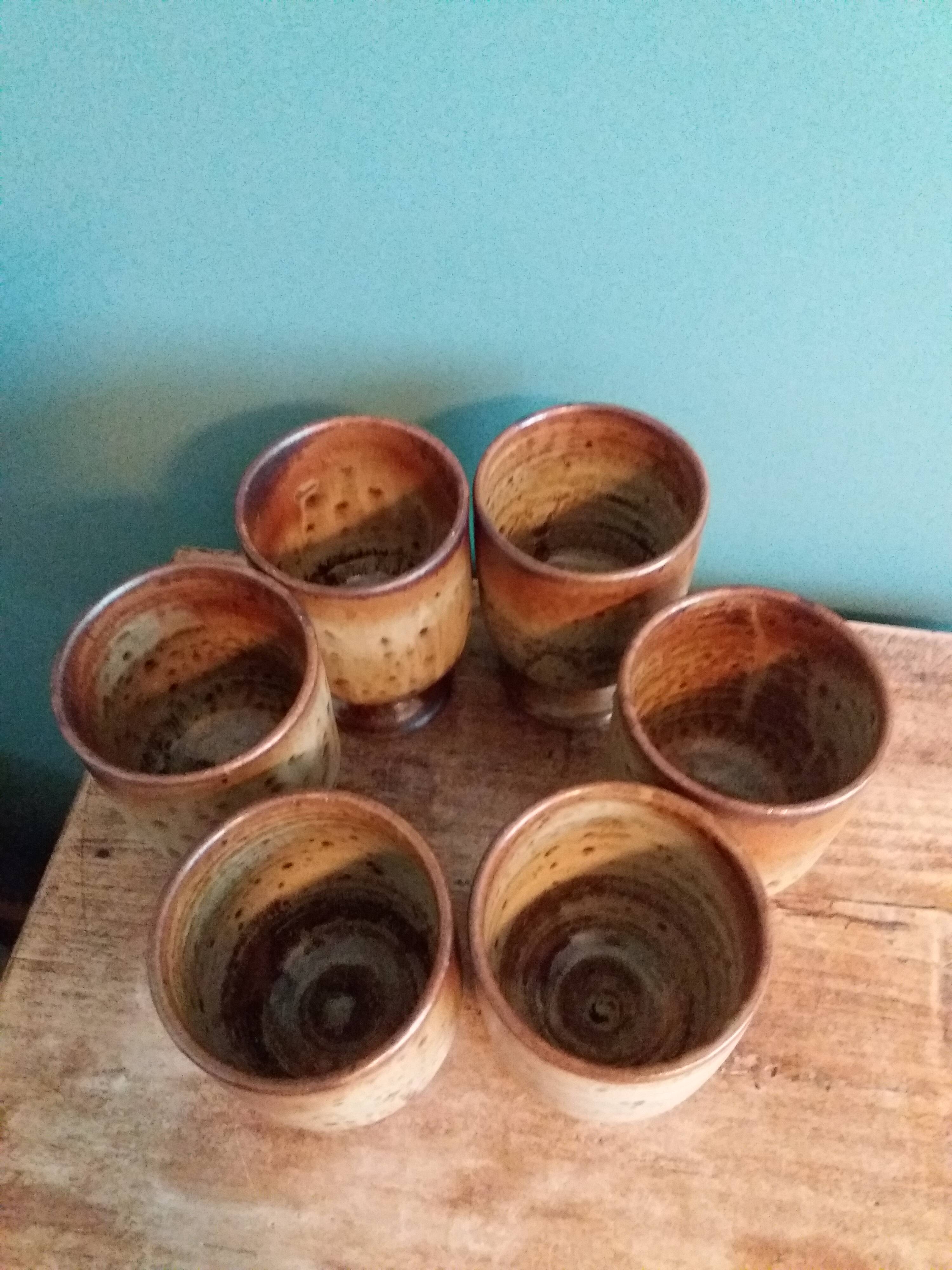 Mazagran cups, stoneware stemmed glasses from Puisaye, Jean-Pierre Prud’homme