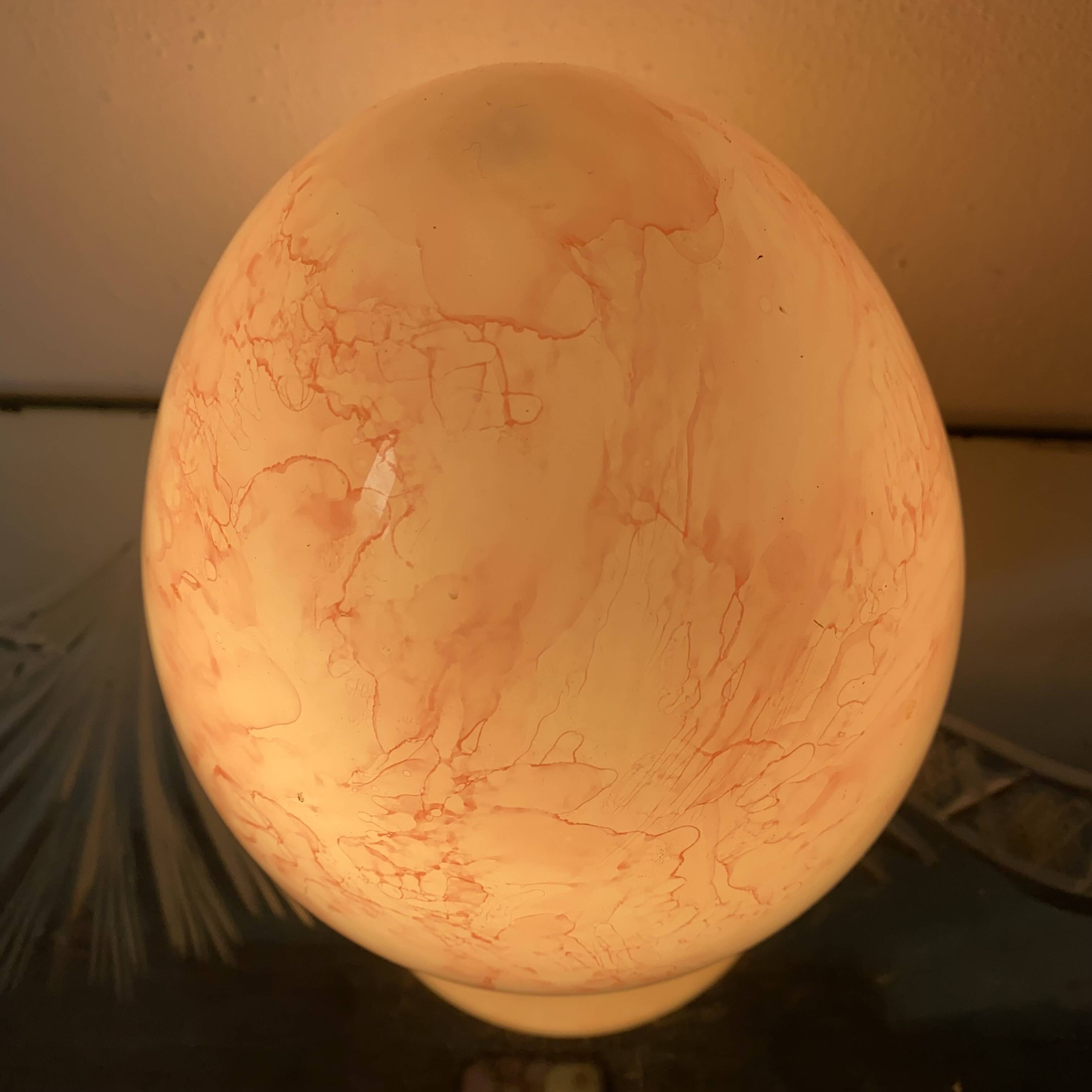 Pink marbled egg lamp, 80s